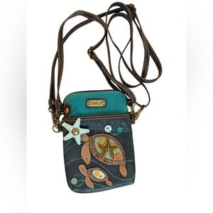 Chala Sea Turtle Crossbody Bag in Brown and Teal